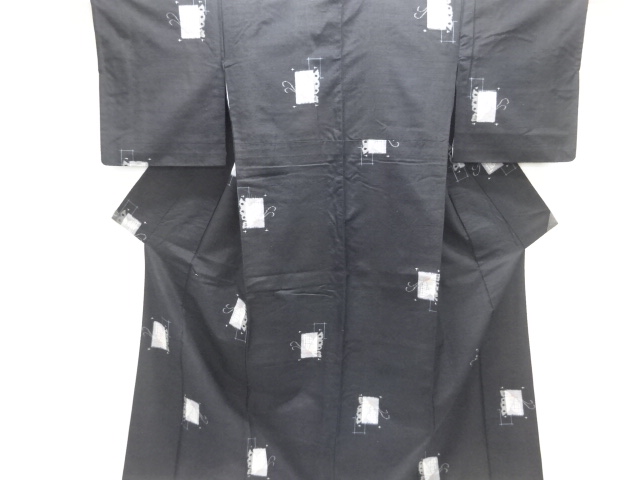 蝶模様織り出し手織り紬着物